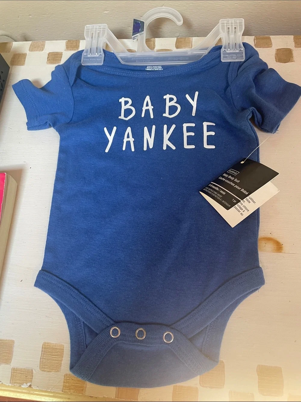 New Baby Yankee Onesie & Denim Go Yankees Tote